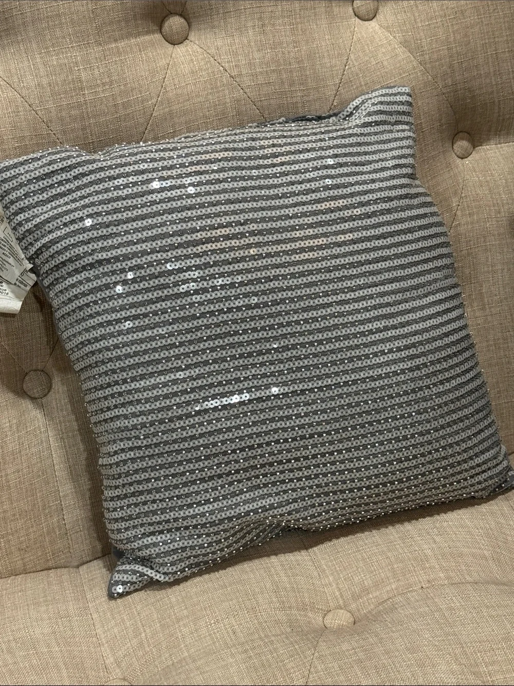 Gray Sequin Decorative Throw Pillow - Home Accents